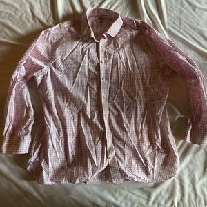 Peter Millar Nanoluxe Easy Care Dress Shirt Mens sz 18.5 2XL White Pink Check